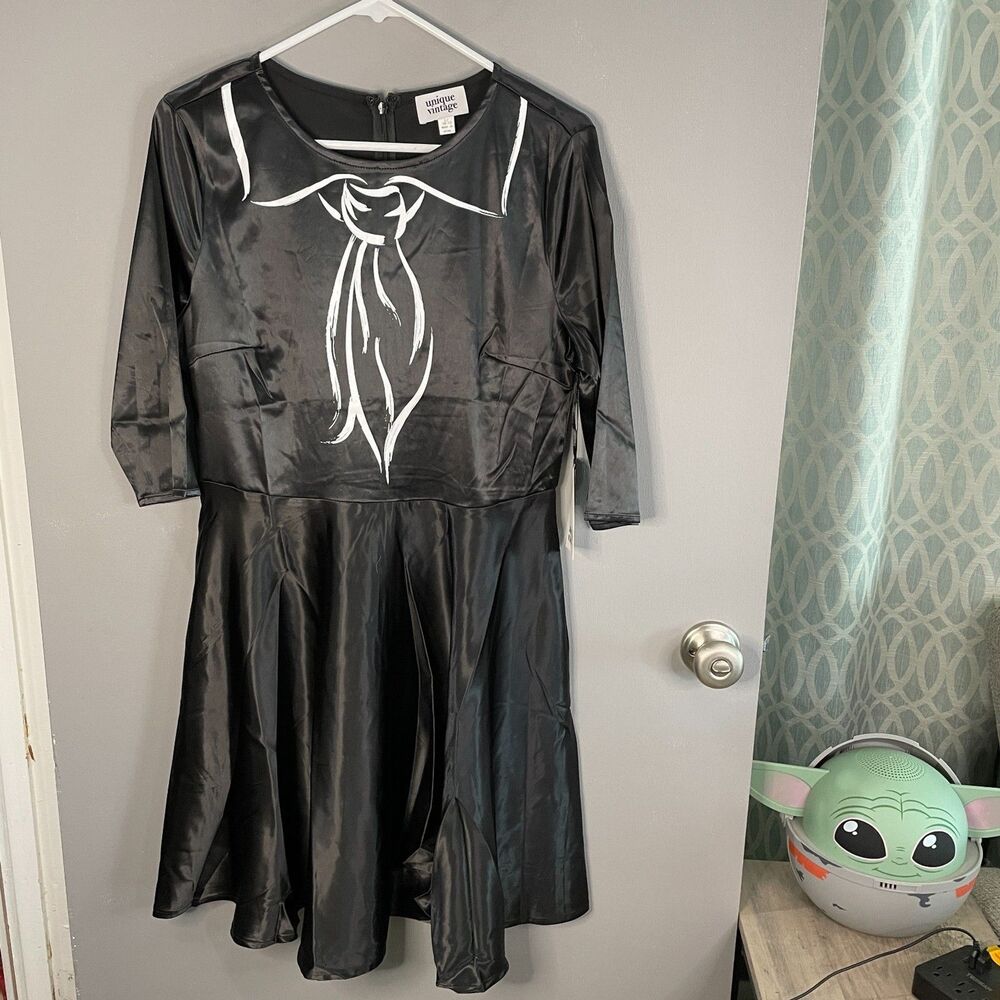 Unique Vintage Womens L Trompe L'Oeil Bow Tie Ricci Flare Dress NWT